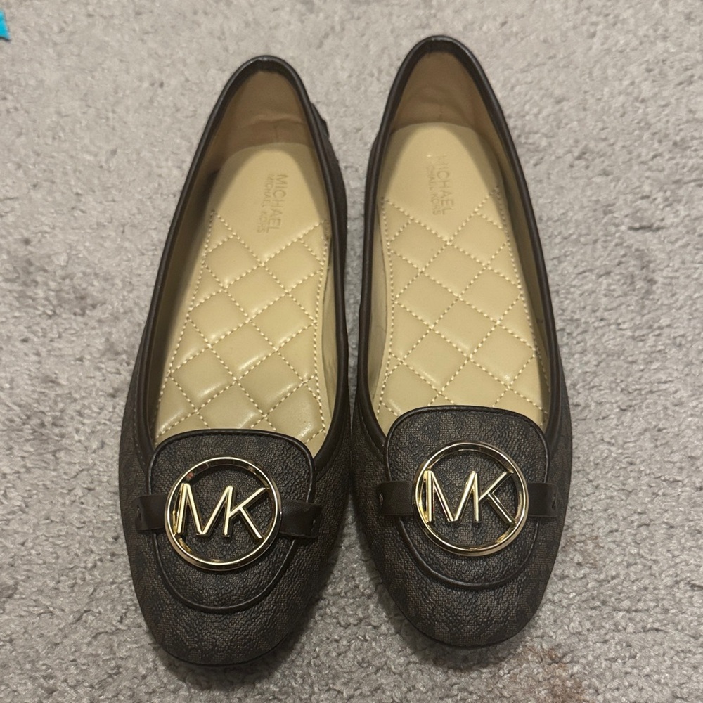 Michael Kors Dark Brown Loafers with Gold Logo
